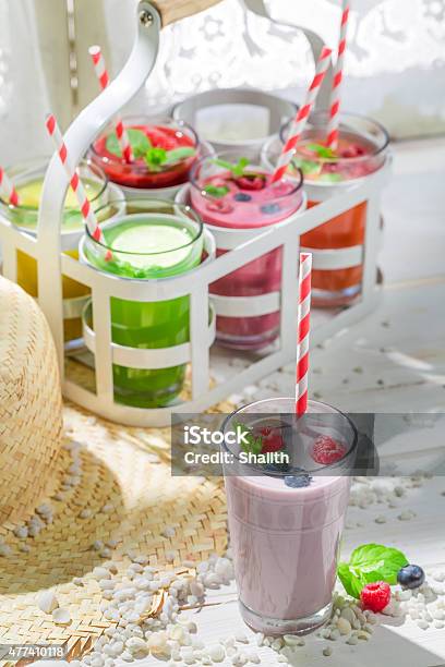 Sweet Cocktail With Fruity Yogurt Stock Photo - Download Image Now - 2015, Backgrounds, Berry