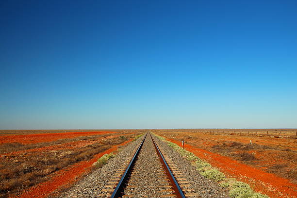 Railway across the desert stock photo