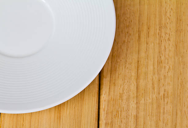 istock closeup of plate on old white wood table 477411691
