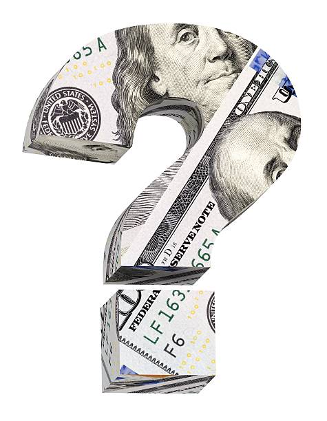 question signe de dollar bill alphabet set isolé sur fond blanc. - us currency single object one hundred dollar bill number 100 photos et images de collection