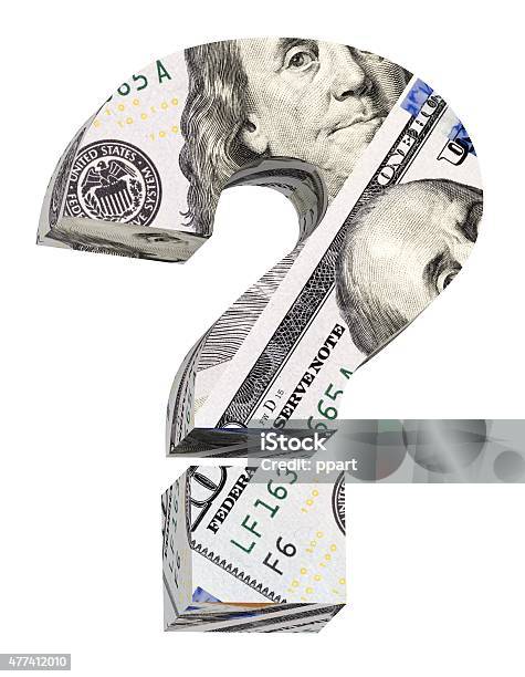 Question Mark From Dollar Bill Alphabet Set Isolated Over White Stock Photo - Download Image Now