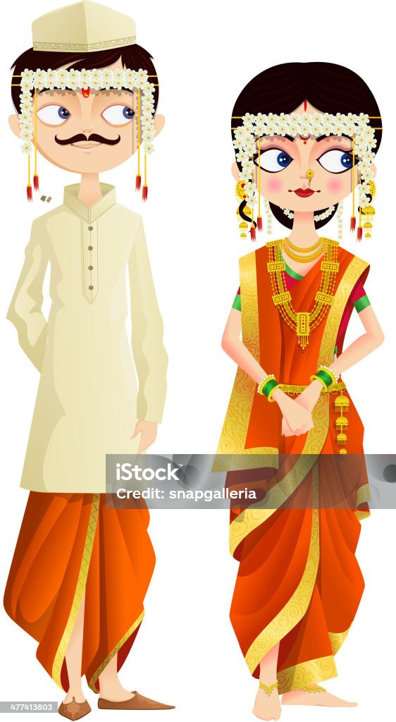 Maharashtrian Wedding Couple easy to edit vector illustration of Maharashtrian wedding couple Culture of India stock vector