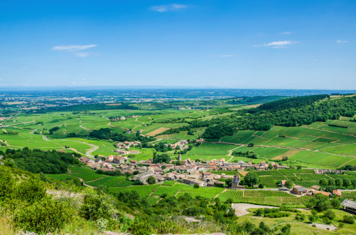 Old village Solutre-Pouilly with vineyards, Burgundy, France