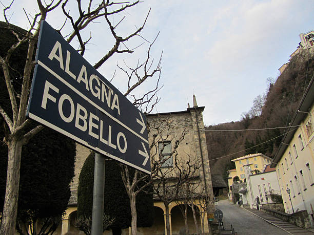 directions Signs in Varallo ,Italy roberto alagna stock pictures, royalty-free photos & images