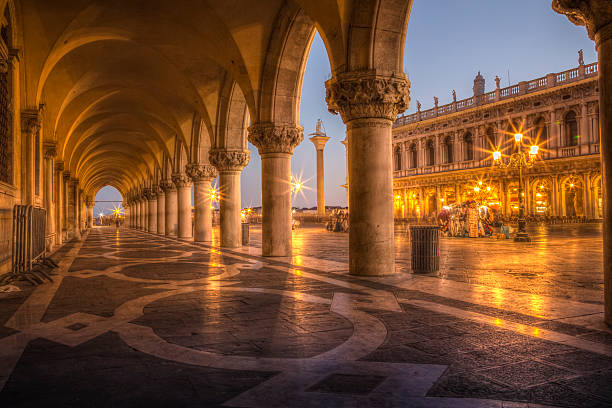 istock Doges Palace colums at dusk, Venice, Italy 477418920
