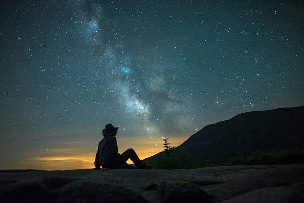 istock Man looking at the Milky Way galaxy in Crawford Notch 477419036
