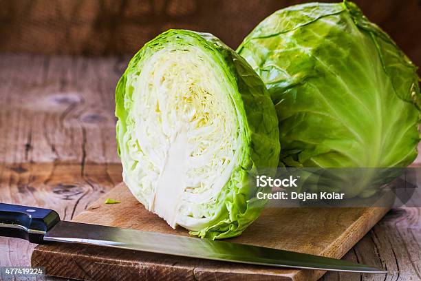 Fresh Cabbage Cross Section With Water Drops Stock Photo - Download Image Now - Cabbage, Green Cabbage, Chopped Food