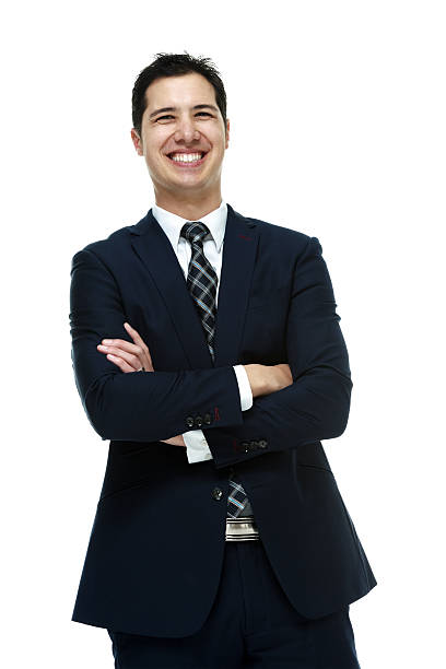istock Cheerful businessman standing with arms crossed 477423224