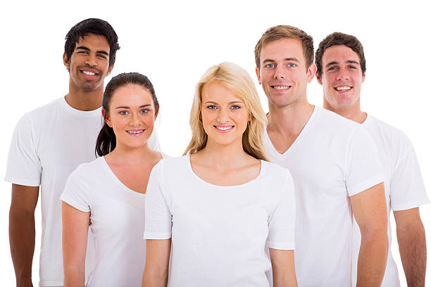 group of young friends isolated on white