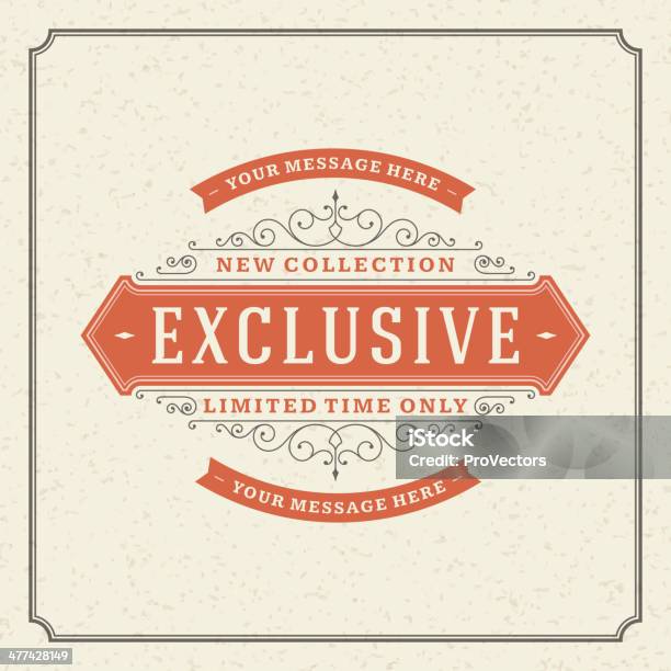 Exclusive Advertising Vintage Graphics Stock Illustration - Download Image Now - Border - Frame, Calligraphy, Certificate