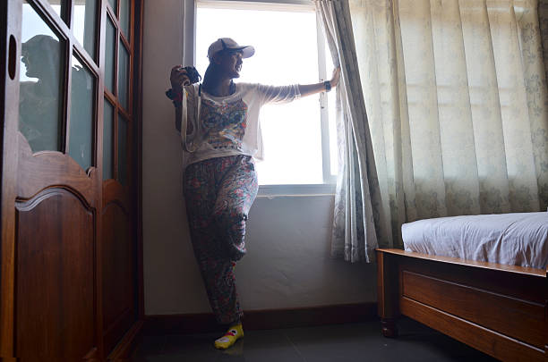 istock Silhouette thai woman in room 477429570