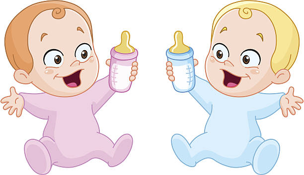 Happy Baby Cartoon Holding Milk Bottle Stock Photos, Pictures &  Royalty-Free Images - iStock