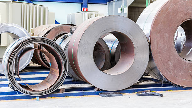 istock Cold rolled steel coils waiting before feeding to machine 477430350