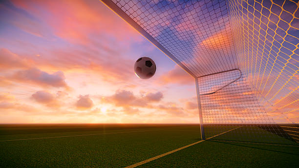 A Soccer ball heads for goal