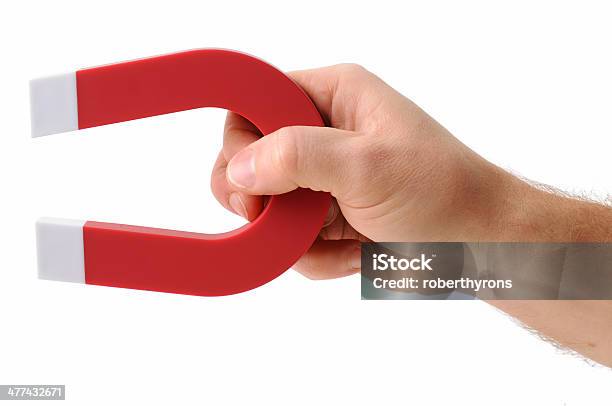 Holding A Magnet Stock Photo - Download Image Now - Magnet, Cut Out, White Background