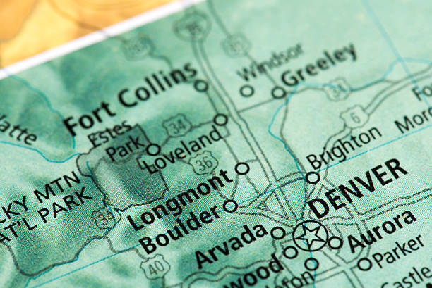 Map of Denver in Colorado State, USA
