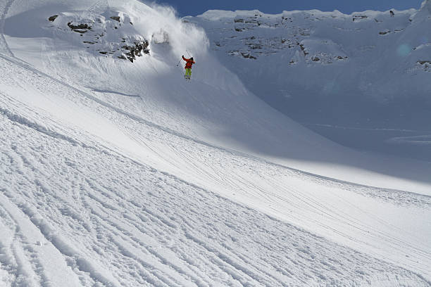 istock Skier in deep powder, extreme freeride 477436044