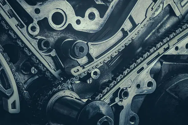 V8 Car Engine Parts Closeup. Stock photo