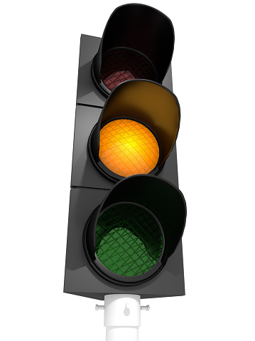 A traffic light with an active green light