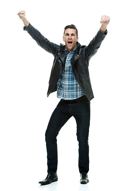 istock Cheerful casual man cheering 477438850