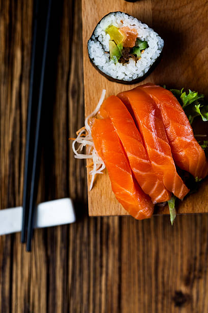 istock Raw seafood, Japanese sushi set 477440245