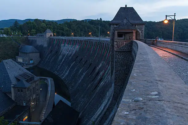 edersee dam germany in the evening