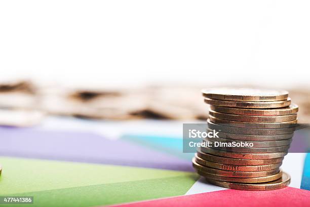 Diagram And Coins Stock Photo - Download Image Now - 2015, Coin, Currency