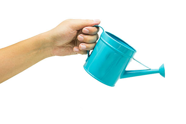 istock hand with blue watering can isolated on white background 477441772