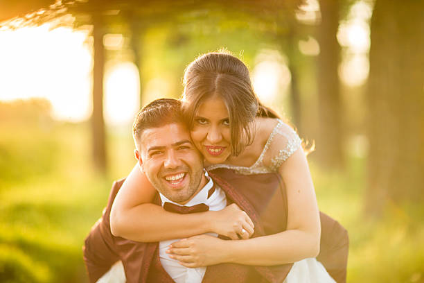 istock Having fun in nature on wedding day 477442466