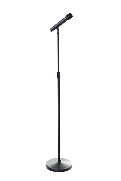Microphone and stand isolated on white background stock photo