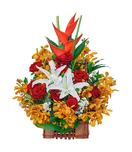 istock Flower bouquet in wooden basket 477445780