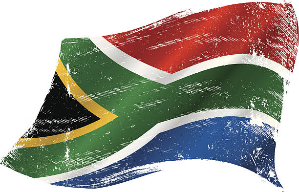 South Africa grunge flag flag of South Africa in the wind with a texture apartheid sign stock illustrations