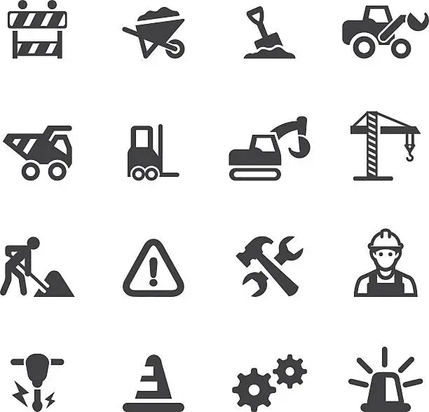 Vector illustration of Under Construction Silhouette icons