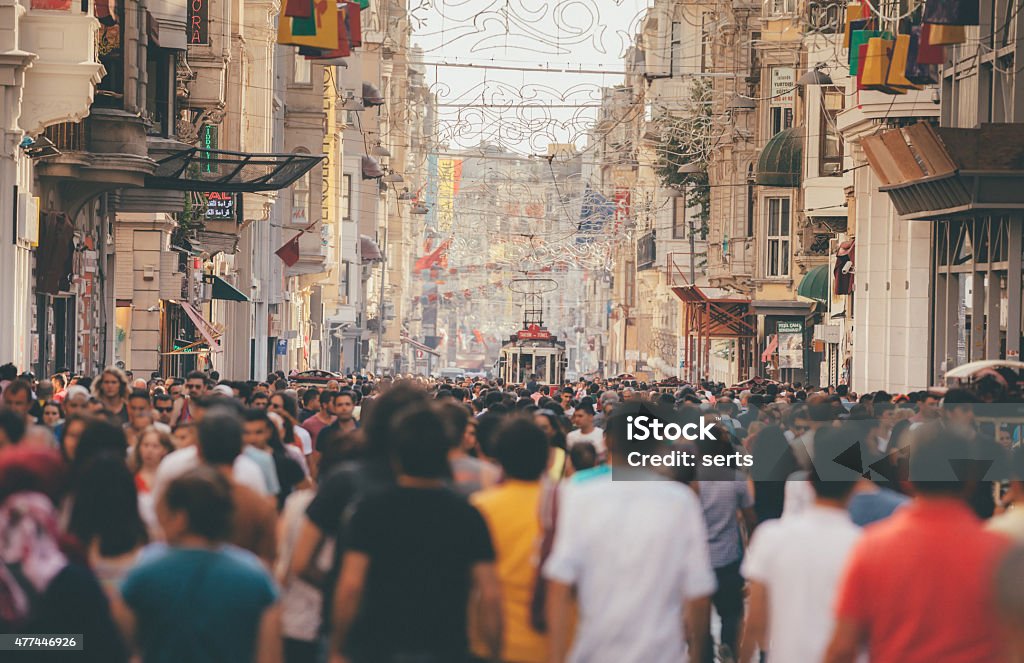 Istiklal Avenue Istanbul Crowd Crowded Istiklal street in Taksim, Beyoğlu, Istanbul Istanbul Stock Photo