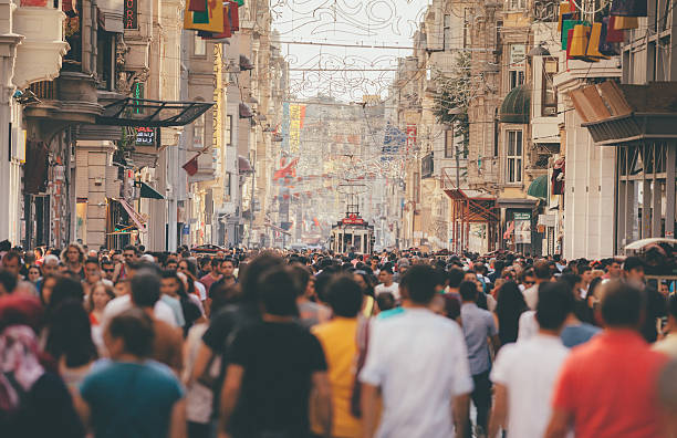 Istiklal Avenue Istanbul Crowd Crowded Istiklal street in Taksim, Beyoğlu, Istanbul byzantine photos stock pictures, royalty-free photos & images