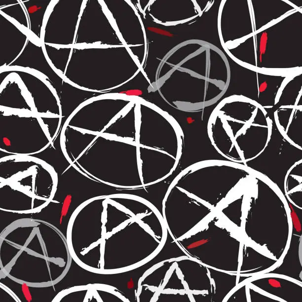 Vector illustration of Anarchy sign tile wallpaper in graffiti style.