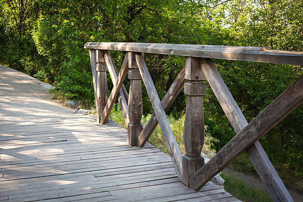 Wooden bridge In forest. Background for design