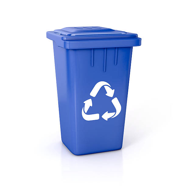 istock Blue Recycle bin with recycle sign. 477454156