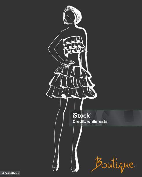 Stylized Fashion Model Figure Stock Illustration - Download Image Now - 2015, Abstract, Adult