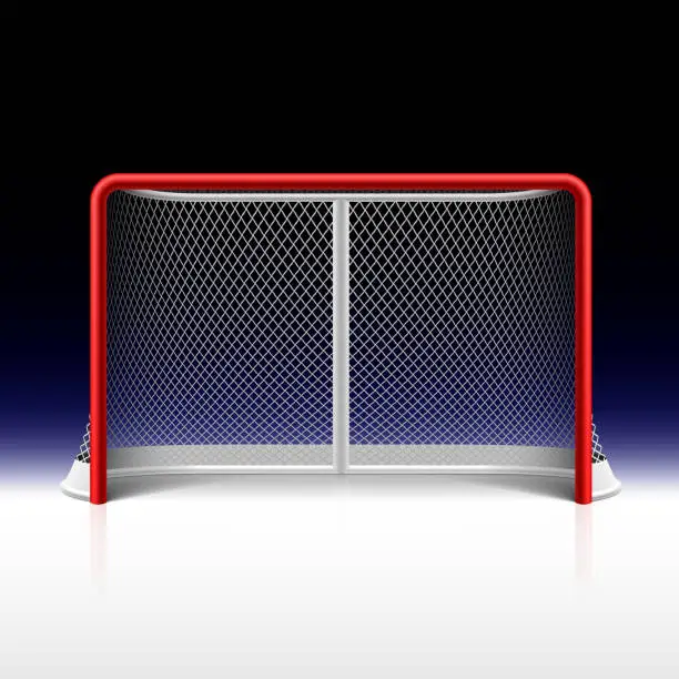 Vector illustration of Ice hockey net, goal on black