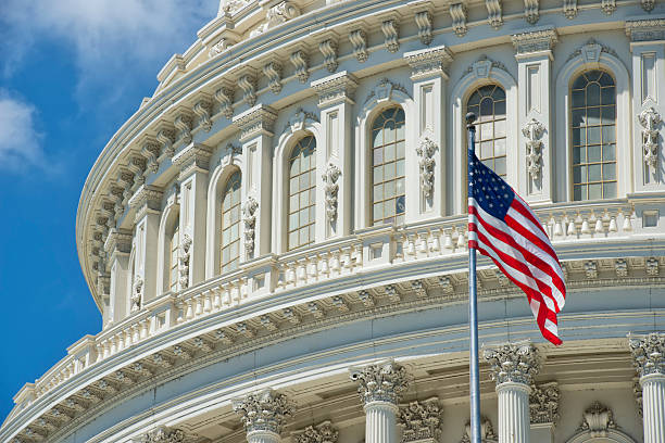 istock Washington DC Capitol detail with american flag 477455801