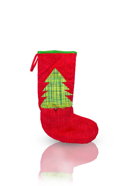 istock Christmas knitted sock on white background 477456029