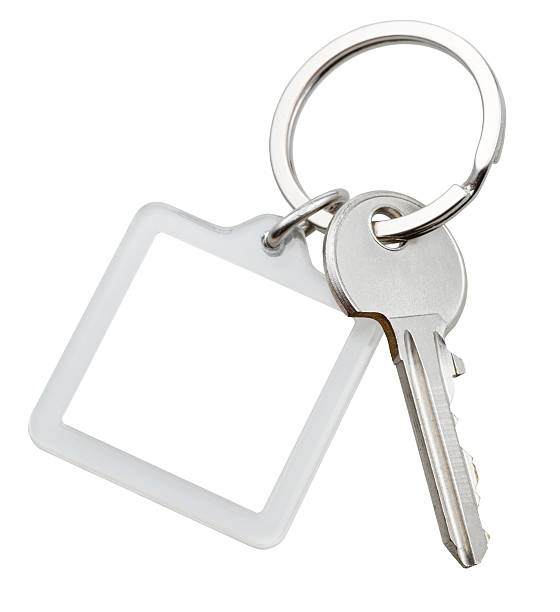 istock one door key and square keychain on ring 477458869