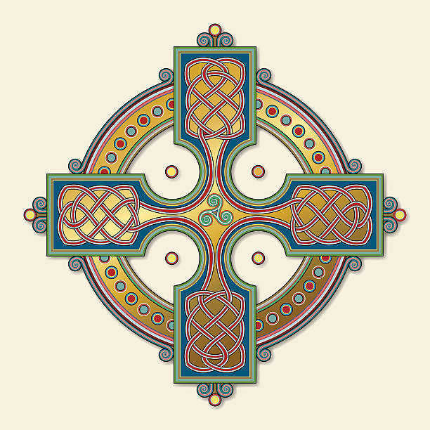 ゴールデンケルトクロス飾り結び目付きクロスの変動（n °6 - celtic culture cross cross shape mandala点のイラスト素材／クリップアート素材／マンガ素材／アイコン素材