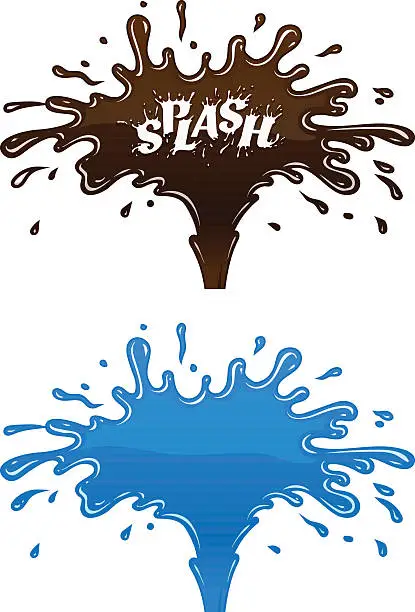 Vector illustration of Chocolate and water splashes with drops
