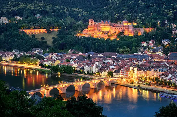 Photo of Heidelberg, Germany, at blue hour