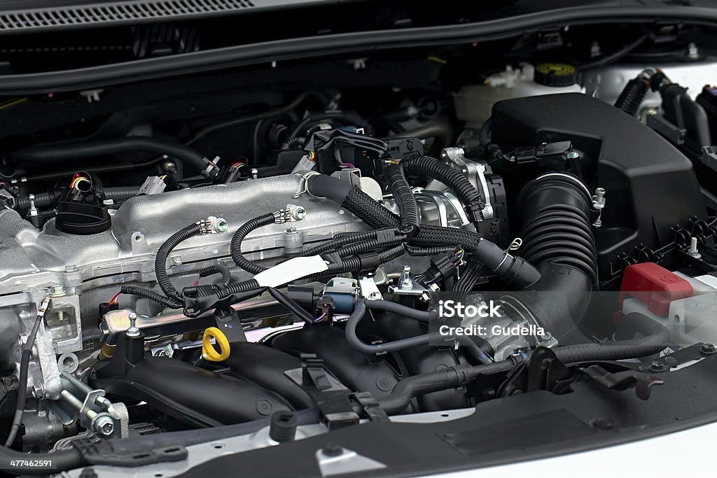 Engine Detail of a car engine Car Hood Stock Photo