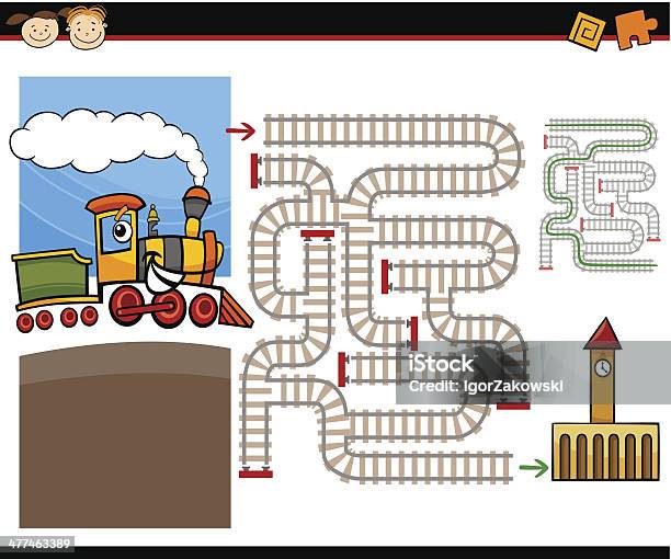 Cartoon Maze Or Labyrinth Game Stock Illustration - Download Image Now - Maze, Train - Vehicle, Railroad Track