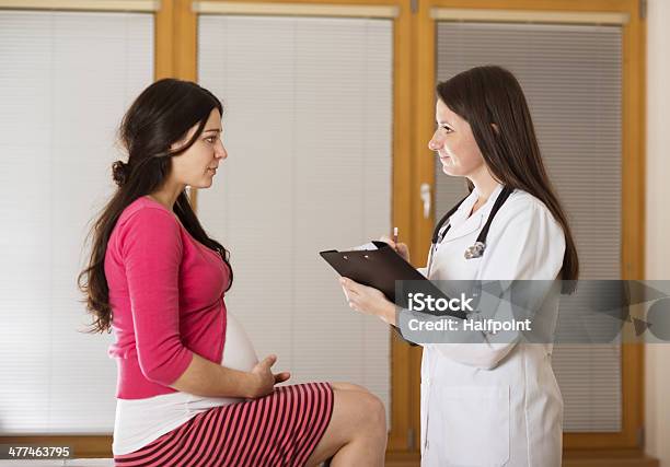 Pregnant Woman With Doctor Stock Photo - Download Image Now - Abdomen, Adult, Backgrounds