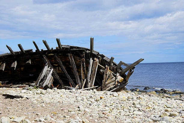 istock Old wooden shipwreck 477463960